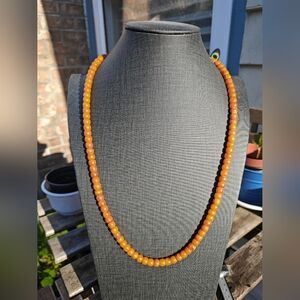 133 Rare 80cm Old Amber Necklace: Authentic Wheel-Shaped Honey Amber